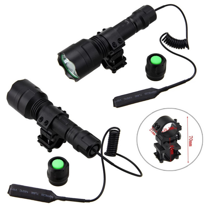 High Power T6 Rechargeable Hunting led torch light Waterproof Tactical Led Flashlight Set With Charger and Pressure Switch