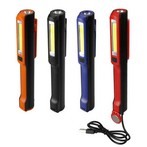 Mini Portable Pen LED Light Rechargeable COB pocket Clip LED Work Light Flashlights with Magnetic base