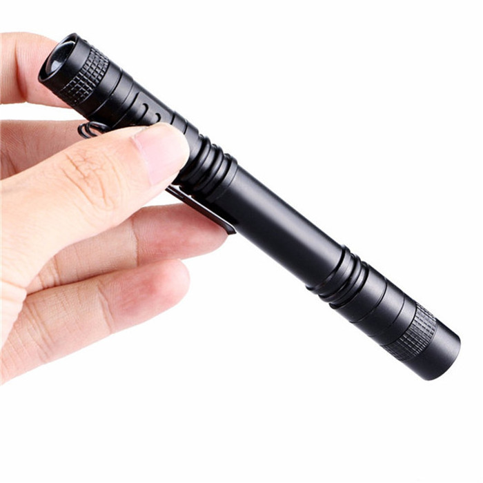 Waterproof AAA battery operated Black Aluminum pocket pen torch medical led flashlight with clip