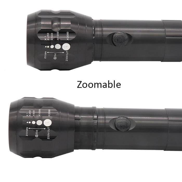 High Power Metal 3Watt LED Torch Outdoor Heavy Duty Torch Zoom D Cell Size Flashlight With Nylon Strap and Compass