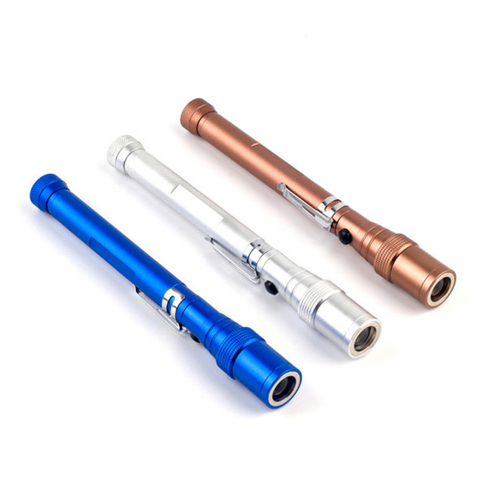 Aluminum 0.5W Flexible pocket pen torch Magnetic Zoom led flashlight with Telescopic pick up tool Torch