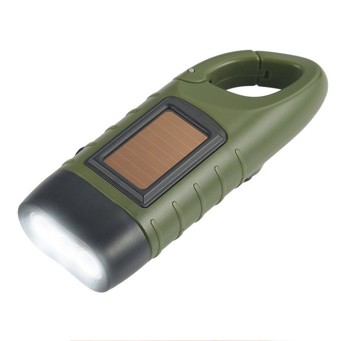 Outdoor emergency Hand Crank Mini Solar Power Rechargeable Led Flashlight for camping survival Dynamo torch