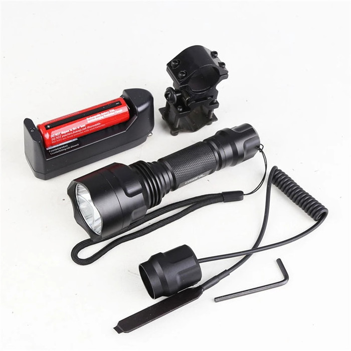 High Power T6 Rechargeable Hunting led torch light Waterproof Tactical Led Flashlight Set With Charger and Pressure Switch