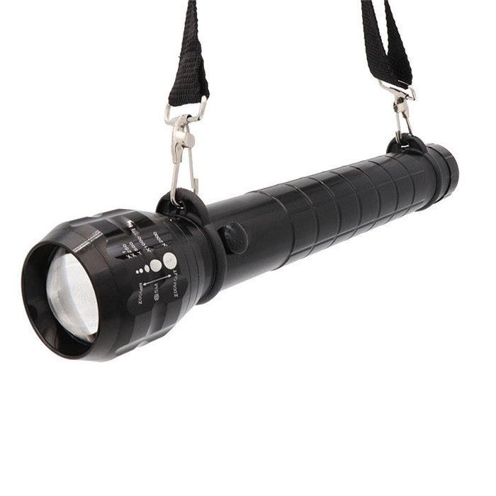 High Power Metal 3Watt LED Torch Outdoor Heavy Duty Torch Zoom D Cell Size Flashlight With Nylon Strap and Compass