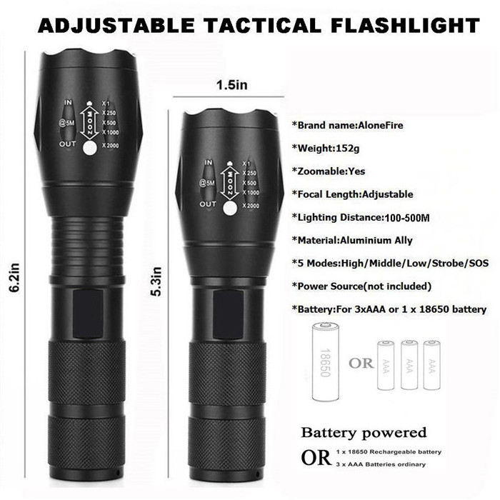 Portable 18650 Battery Handheld magnetic T6 LED Flashlight Waterproof Aluminium Zoomable Tactical LED Torch Light