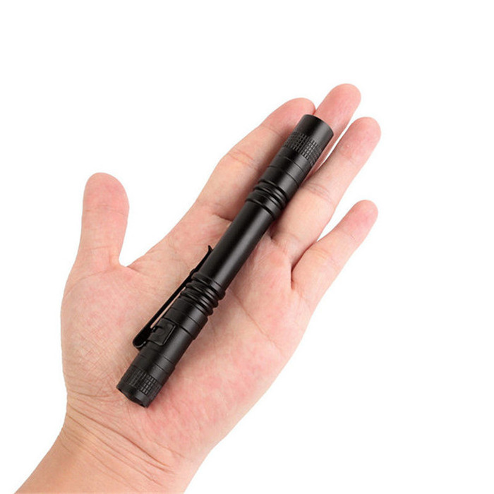 Waterproof AAA battery operated Black Aluminum pocket pen torch medical led flashlight with clip