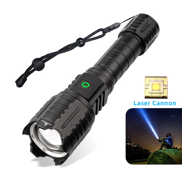 Powerful 2000lumens White Laser LEP Flashlight Long Rang 30W Rechargeable tactical LED Zoomable Torch Lights