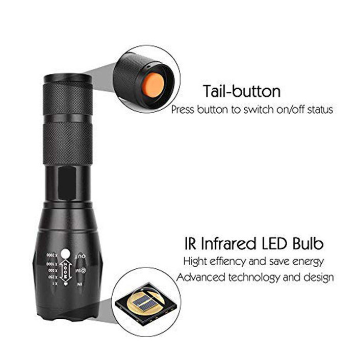 Portable Night Vision Led Infrared IR Flashlight Outdoor 850nm 5W LED Flashlight Torch Light for hunting