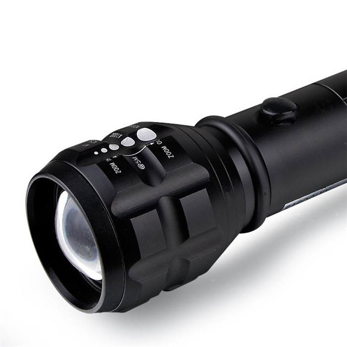 High Power Metal 3Watt LED Torch Outdoor Heavy Duty Torch Zoom D Cell Size Flashlight With Nylon Strap and Compass