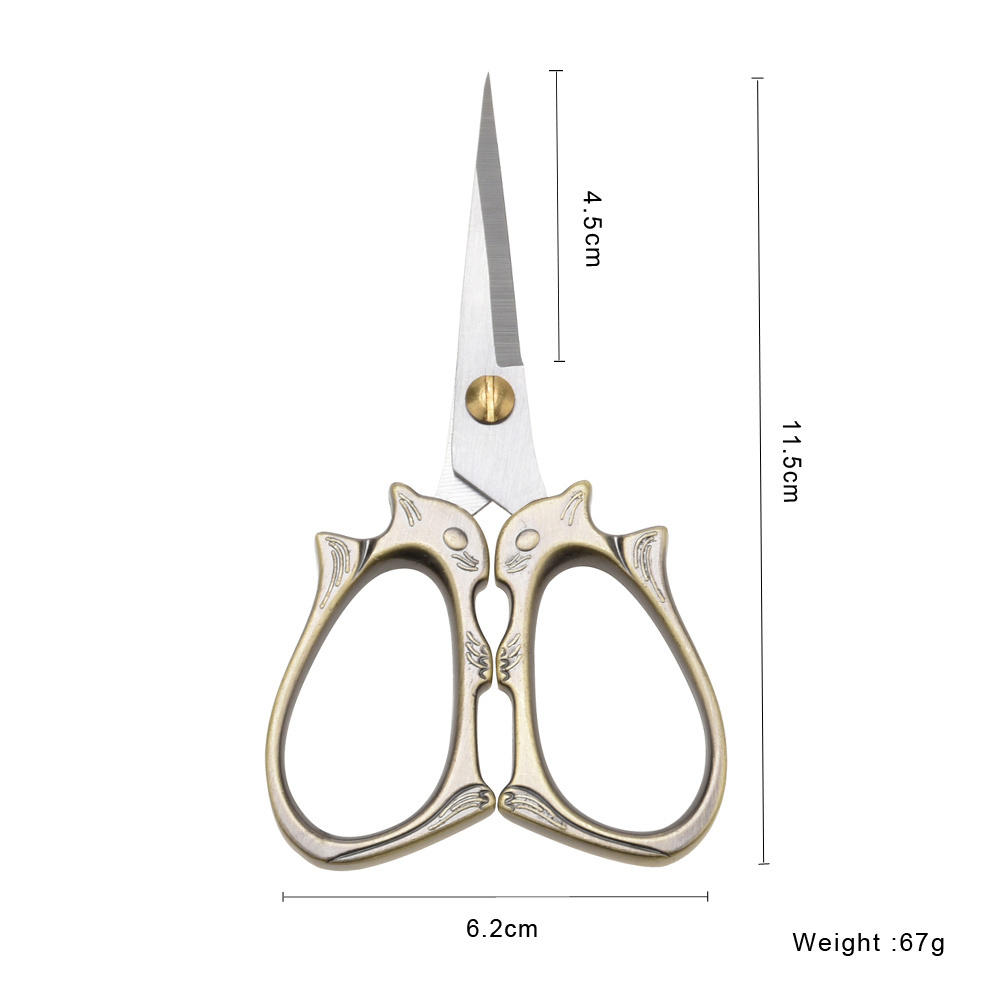 6.2*11.5cm Stainless steel blade zinc alloy handle  paper craft scissors squirrel shape embroidery craft scissors