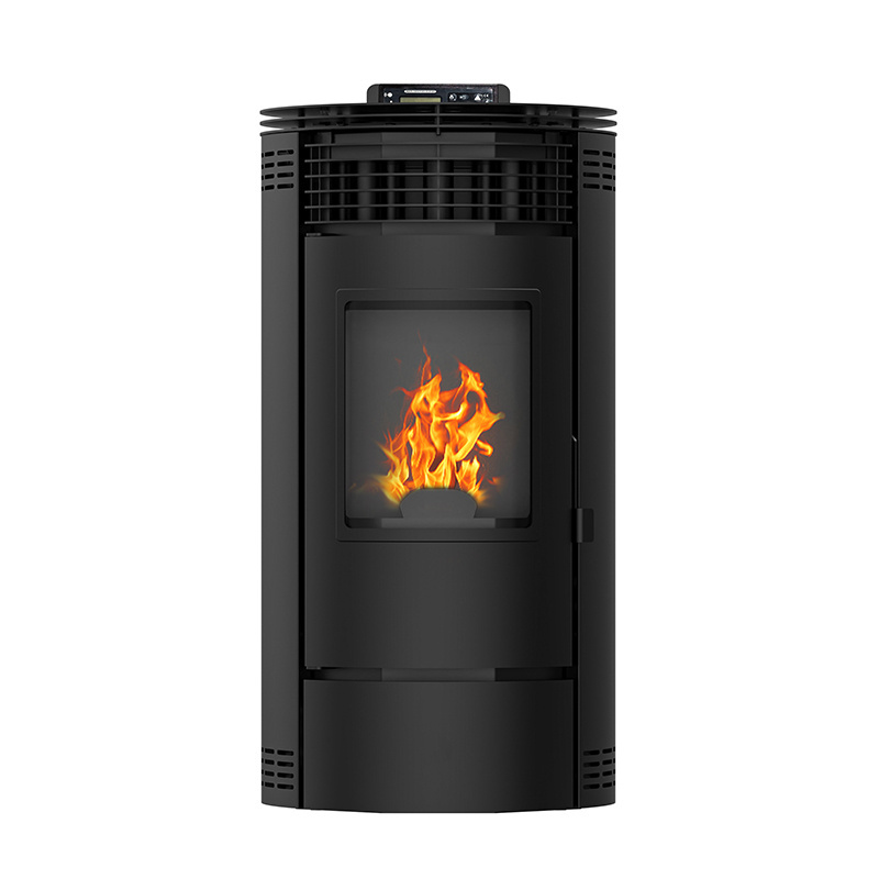 6KW Modern Stainless Steel Electric Pellet Stove Smart Controller Freestanding Living Room Fireplaces Indoor Wood Designer Style