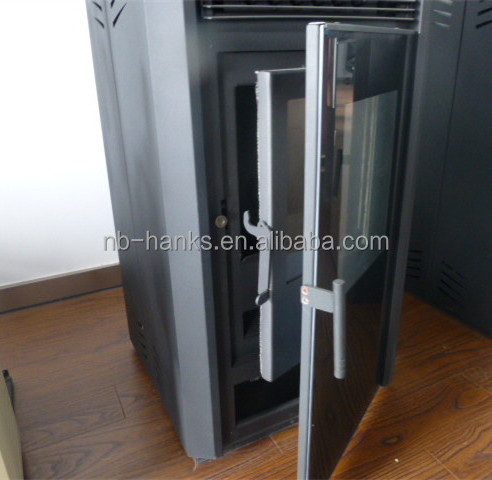 double door black glass pellet stove with remote control CE EN14785