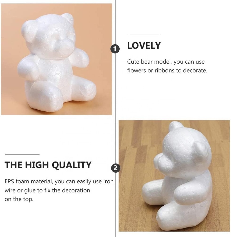 Polystyrene Styrofoam Modelling Foam Bear Shapes Mould White Craft Foam Animal Mold DIY Painting Xmas Wedding Valentines Party