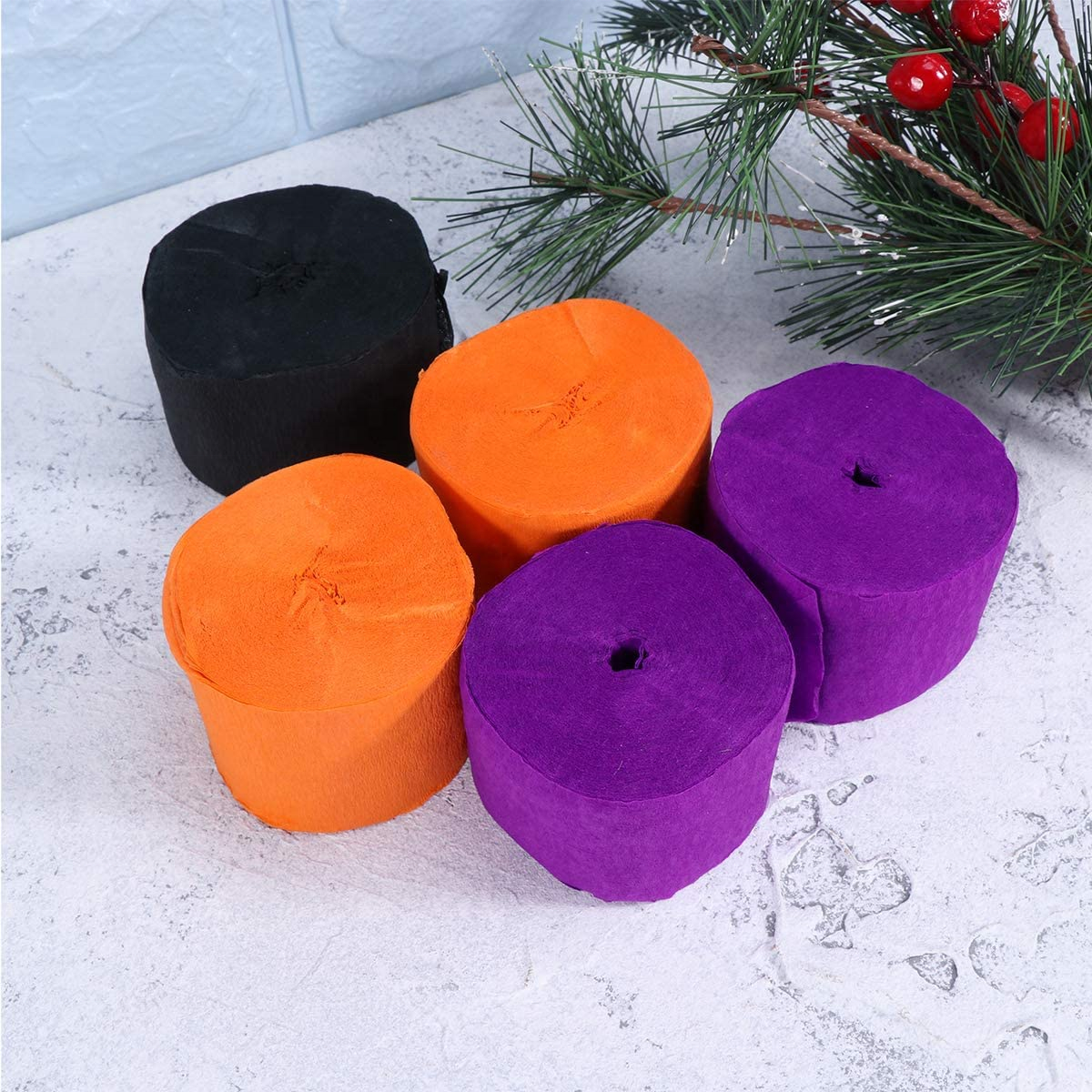 Totally Halloween Crepe Paper Streamers Black and Orange Crepe Paper Roll for Halloween Party Decorations