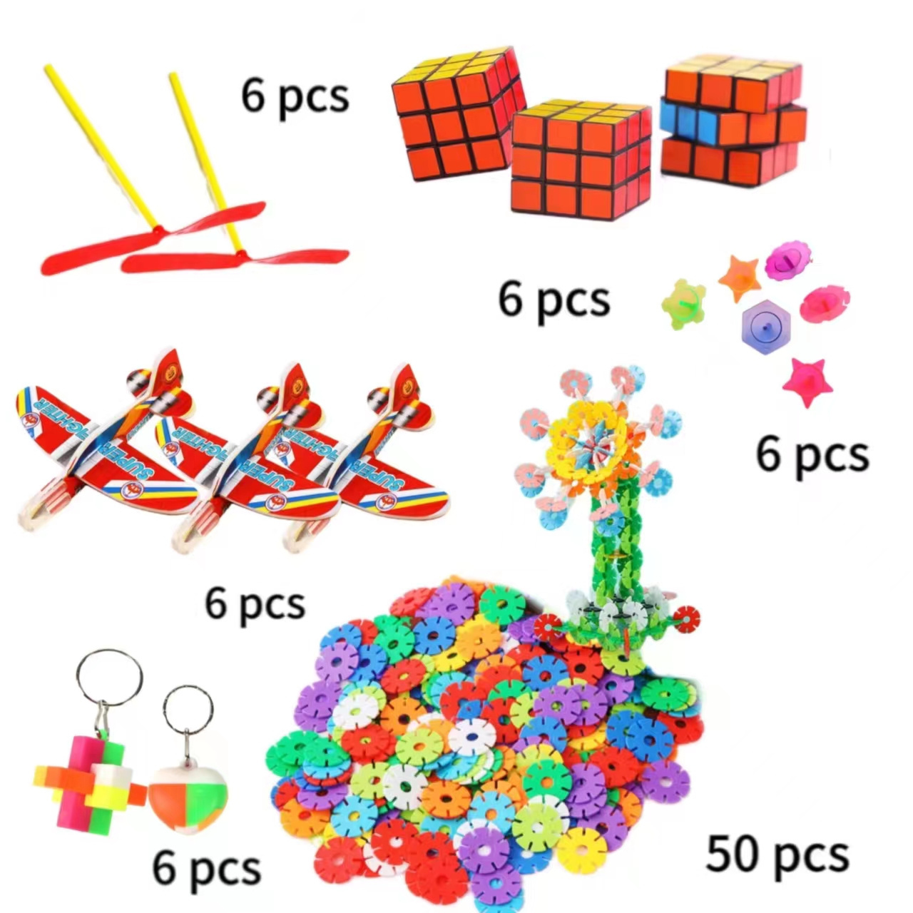 Child Valentine'S Day Festival Party Decoration Supplies kids Gift Sets With Magic Cube Airplane Snowflake Block Luban lock