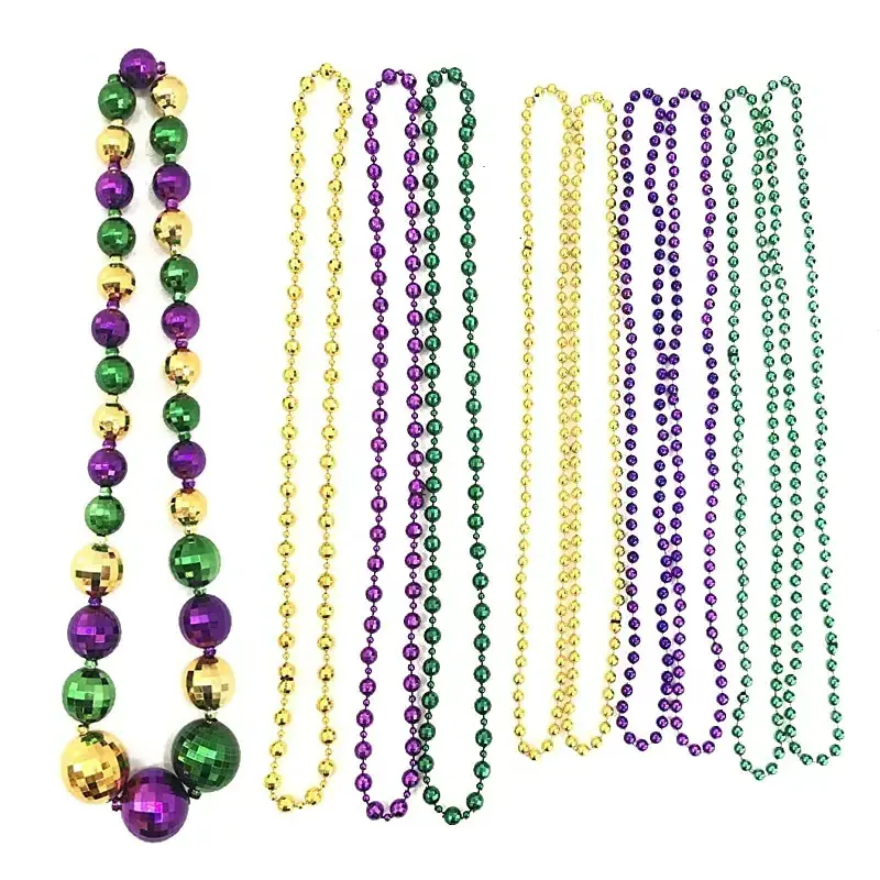 2023 Mardi gras necklace yellow green purple colors cheap bead necklaces party favor hot selling