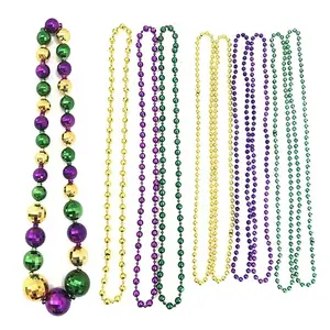 2023 Mardi gras necklace yellow green purple colors cheap bead necklaces party favor hot selling