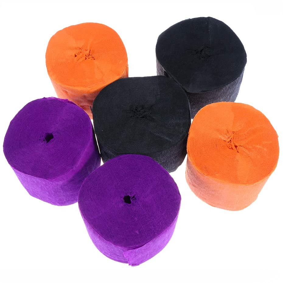 Totally Halloween Crepe Paper Streamers Black and Orange Crepe Paper Roll for Halloween Party Decorations