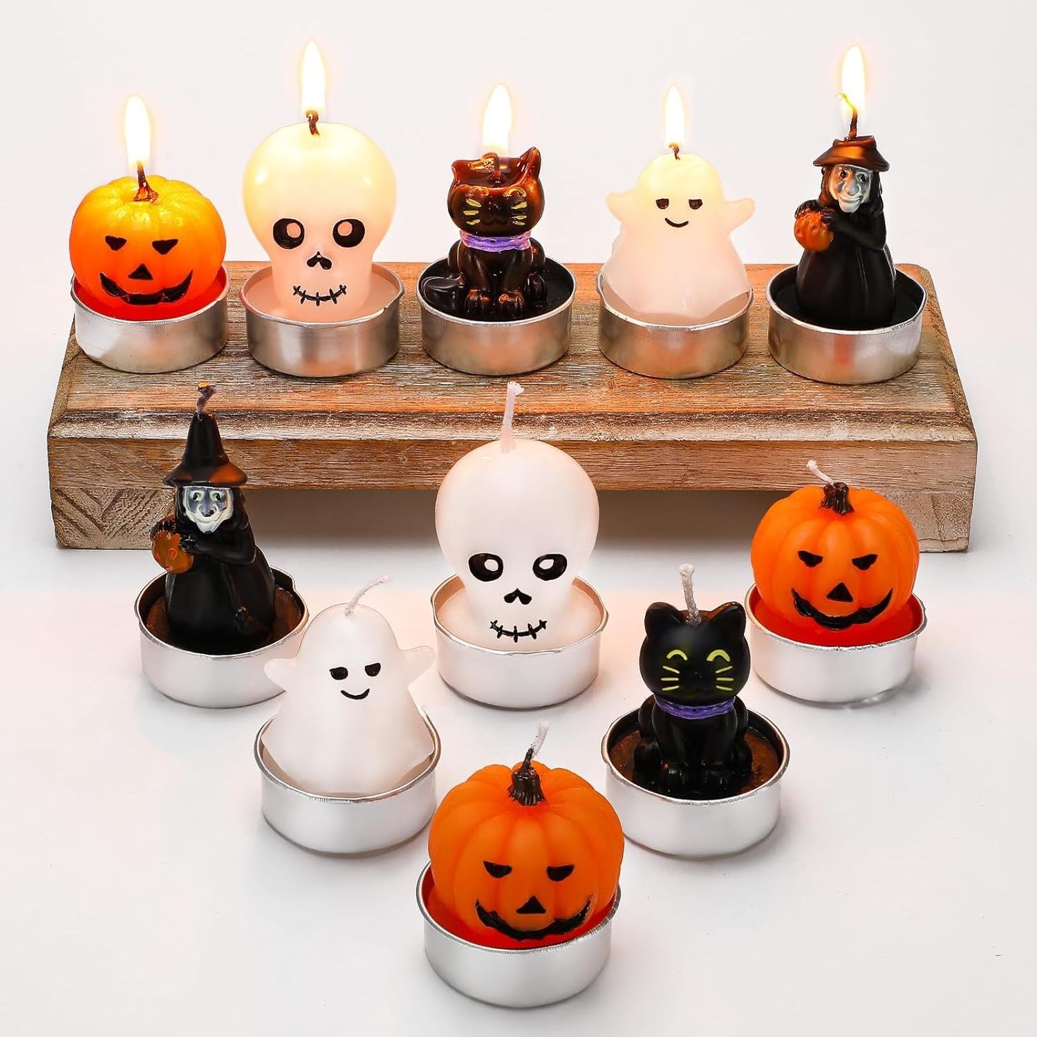 Funny Halloween Festival Holiday Theme Party Decorations Supplies Sets Pumpkin Ghost Shape Mini Candles For Night