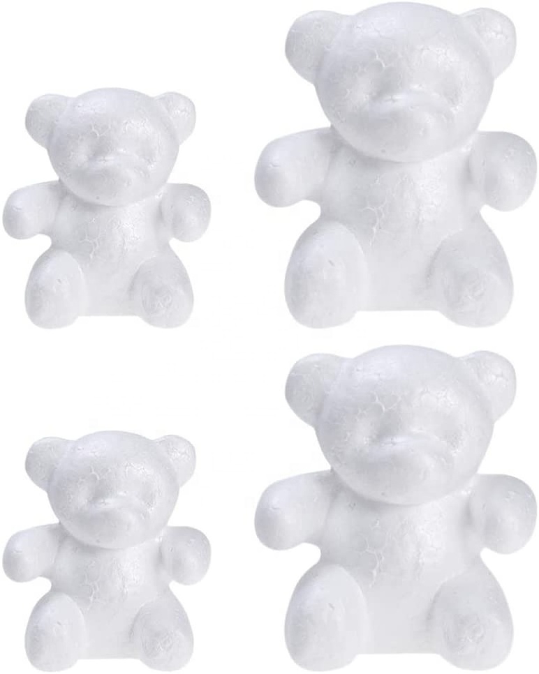 Polystyrene Styrofoam Modelling Foam Bear Shapes Mould White Craft Foam Animal Mold DIY Painting Xmas Wedding Valentines Party