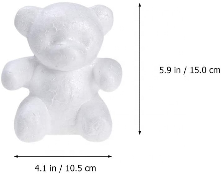 Polystyrene Styrofoam Modelling Foam Bear Shapes Mould White Craft Foam Animal Mold DIY Painting Xmas Wedding Valentines Party