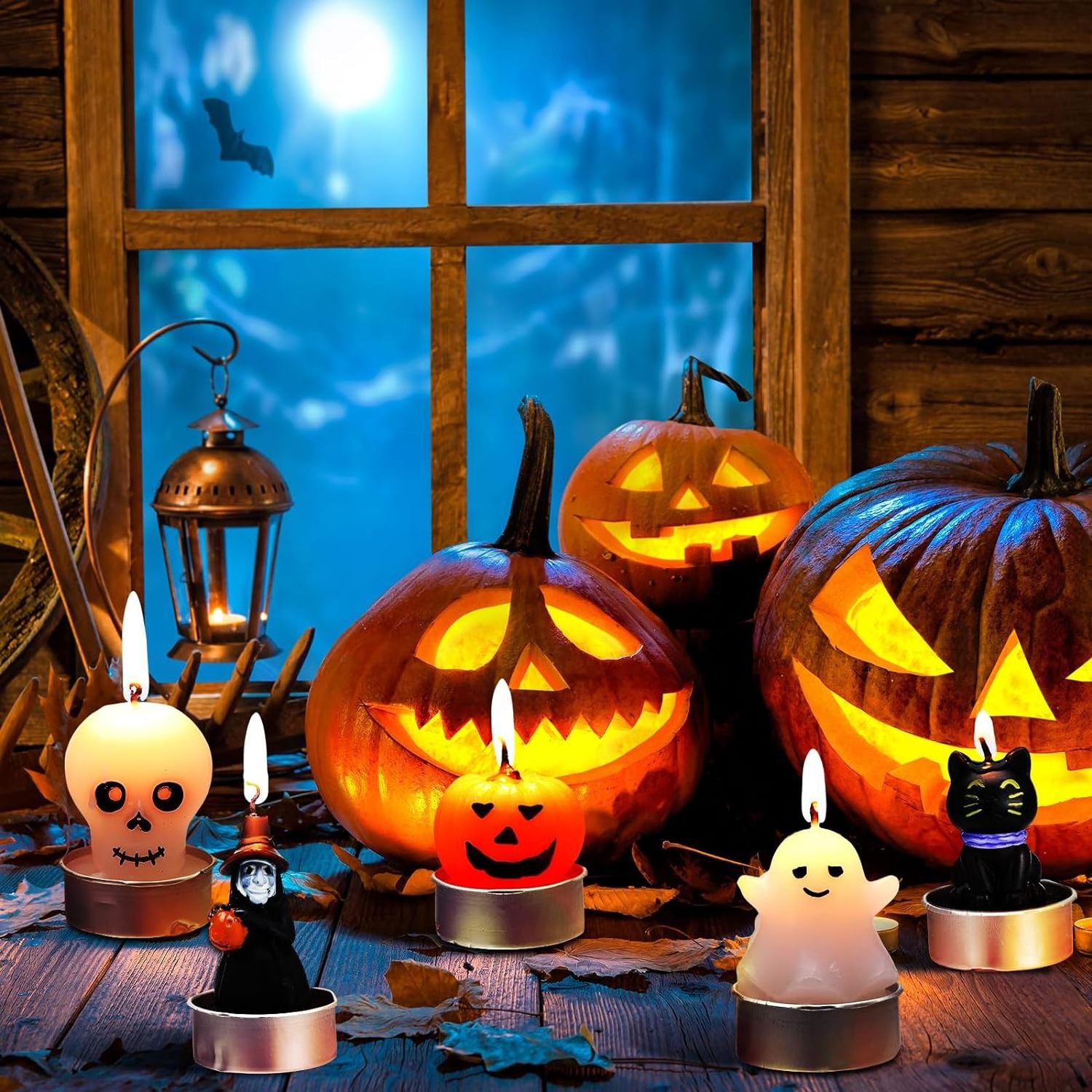 Funny Halloween Festival Holiday Theme Party Decorations Supplies Sets Pumpkin Ghost Shape Mini Candles For Night