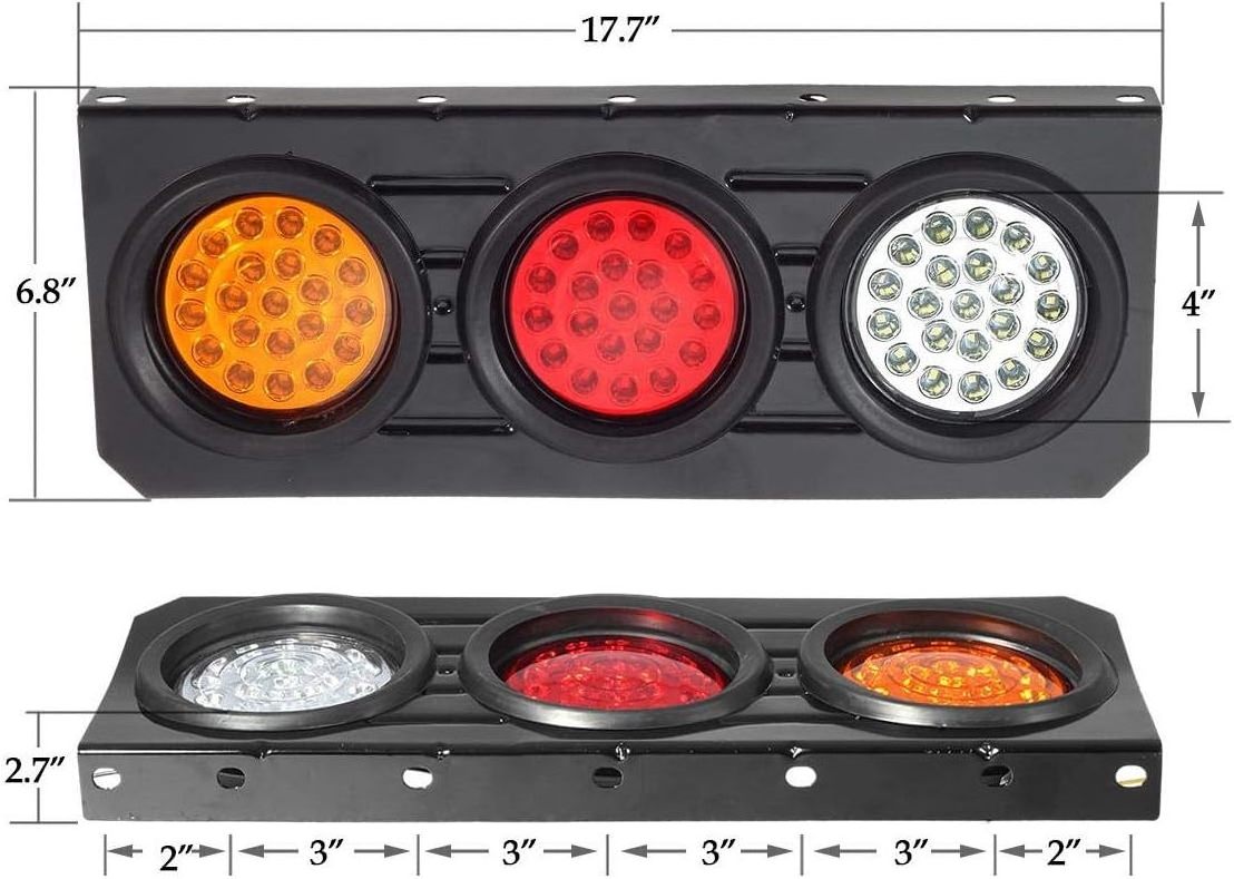 63 LED Truck Trailer Tail Lights Bar Kit, Stop Turn Signal Brake Reverse Taillight with Iron Bracket,4 Inch Trailer Tail Lights