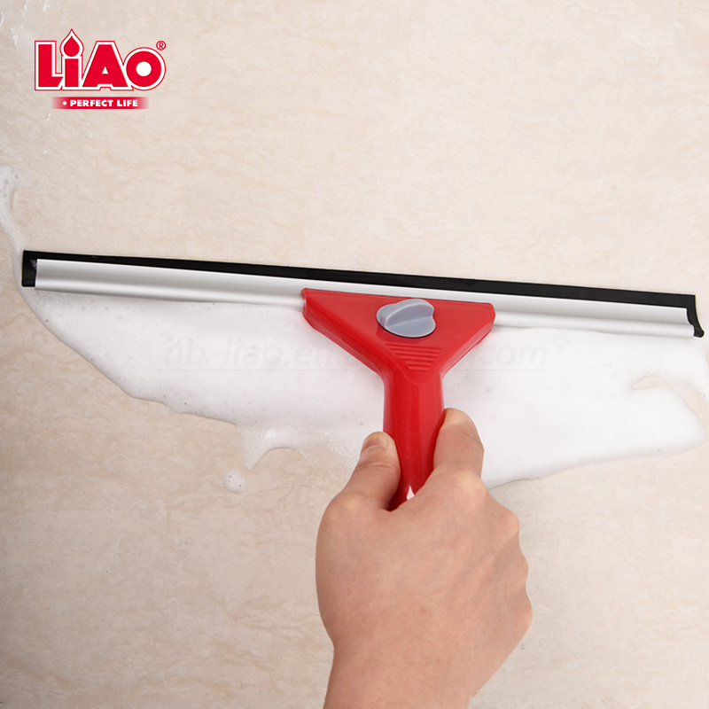 LiAo 30cm window cleaning scraper glass wiper with rubber squeegee for shower glass door mirror