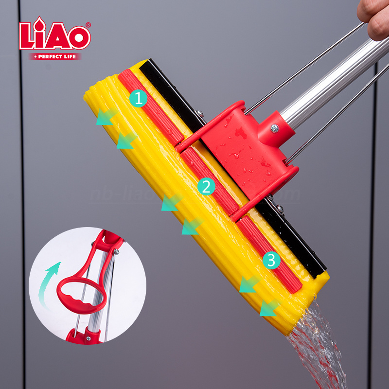 LiAo 27cm replaceable yellow pva sponge floor mop roller head refill