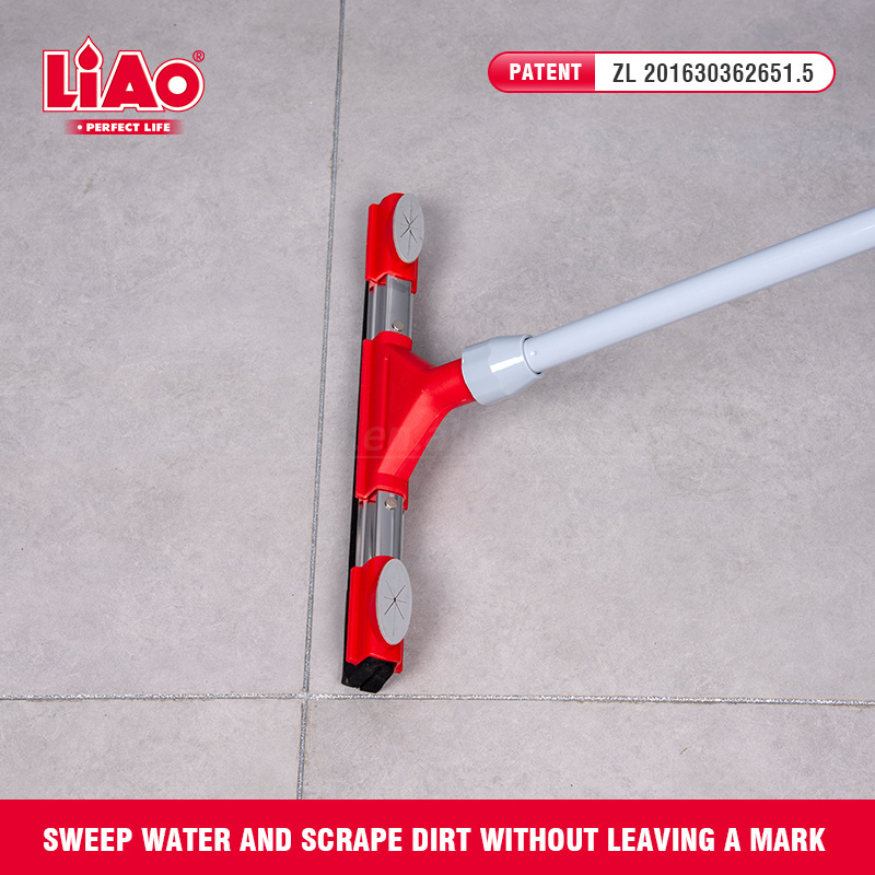 LiAo high quality long handle floor squeegee blade wiper with stainless steel head