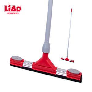 LiAo high quality long handle floor squeegee blade wiper with stainless steel head