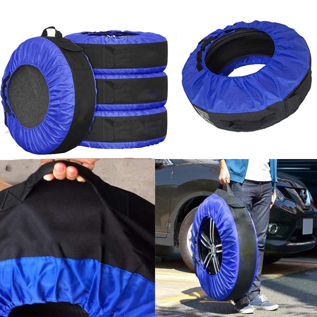 Tire Cover with Handle - Seasonal Spare Tire Bag, Durable Winter Wheel Storage Tote Against Dust and Scratches 4 Pack