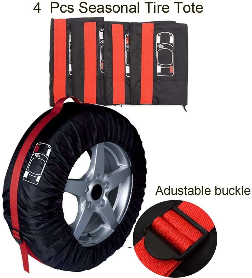 4pcs Universal Tire Cover  Tire Bag With Handle Car Tires Storage Bag Vehicle Wheel Protector