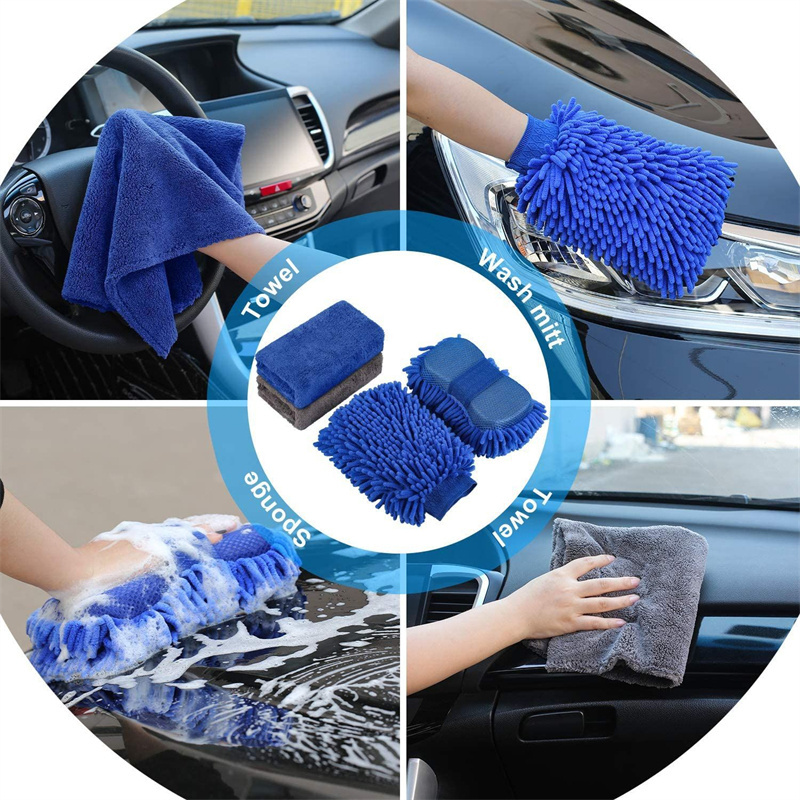 15-Piece Car Wash Cleaning Kit With Car Wash Electric Drill Cleaning Brush Detail Brush Gun Set,Highly absorbent towels