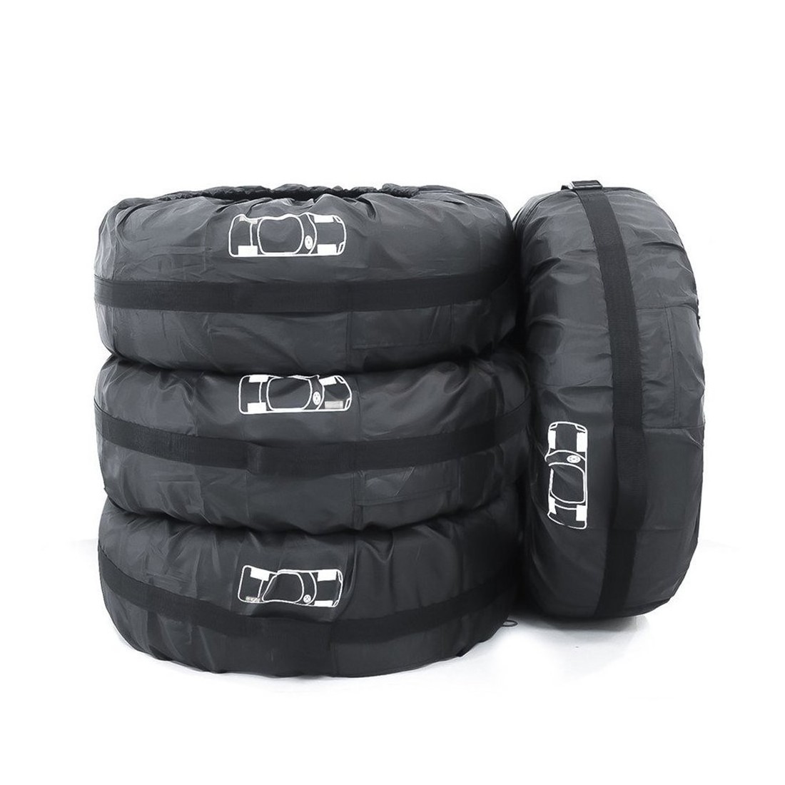 4 Pack of Tire Cover with Handle Seasonal Spare Tire Bag, Durable Winter Wheel Storage Tote Against Dust and Scratches