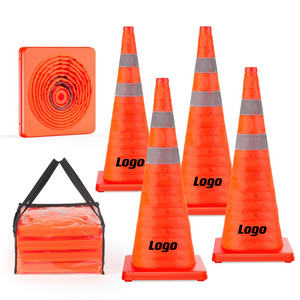 4 Pack  28inch Collapsible Traffic Safety Orange Cones, Multi Purpose Pop-up Cones and Reflective Collar for Road Parking