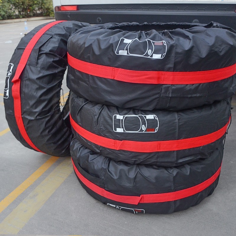 4 Pack of Tire Cover with Handle Seasonal Spare Tire Bag, Durable Winter Wheel Storage Tote Against Dust and Scratches