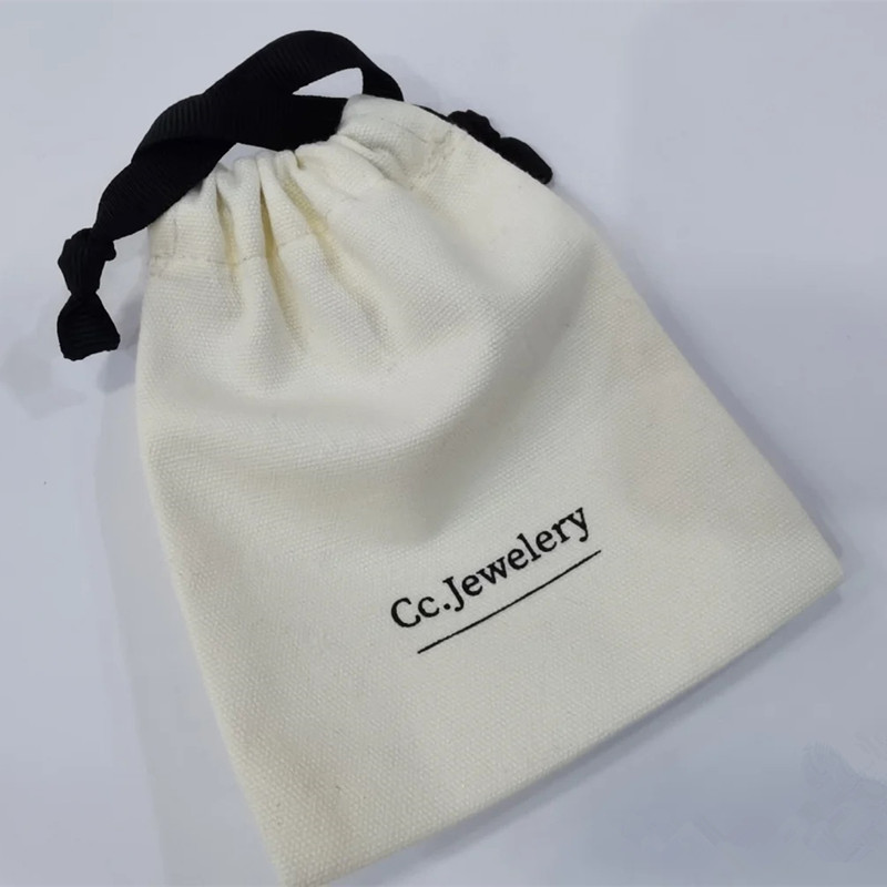 Factory supplied thickened cotton canvas drawstring bag essential oil face cream capsule packaging bag linen twill bag