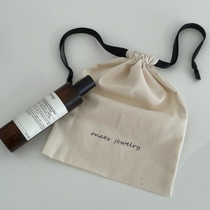 Factory supplied thickened cotton canvas drawstring bag essential oil face cream capsule packaging bag linen twill bag