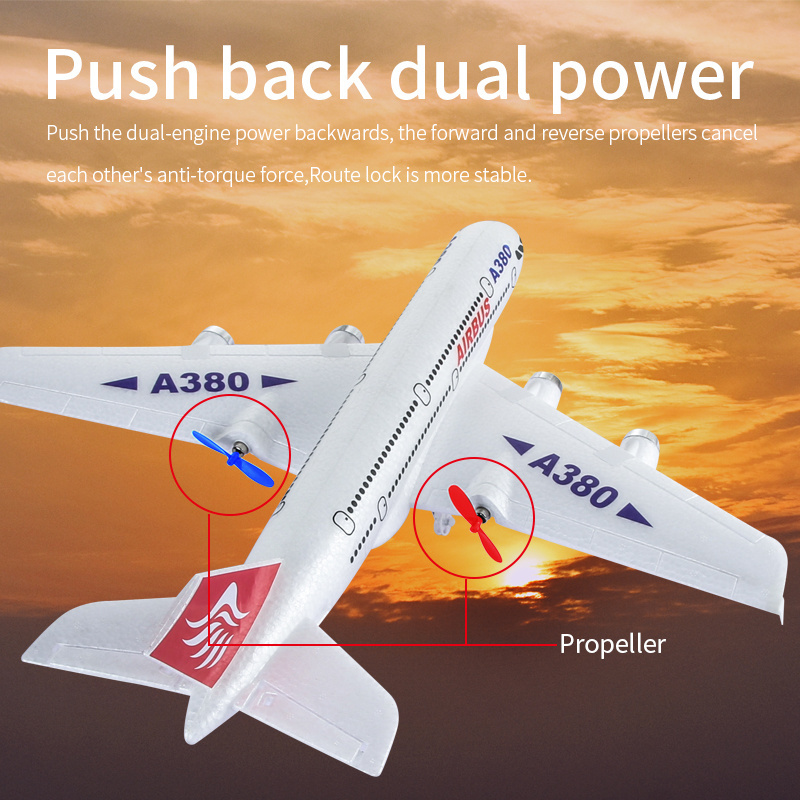 HW30 2.4G New Radio Control Foam 500mm Airplane With Gyro For Beginner Flying For Kids Gift Airbus A380 Model Rc Toy