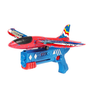 Outdoor Play Kids Glider Flight Flying Foam Airplane Shoot Gun Pistol Toys Children Catapult Plane gun Launcher Toy