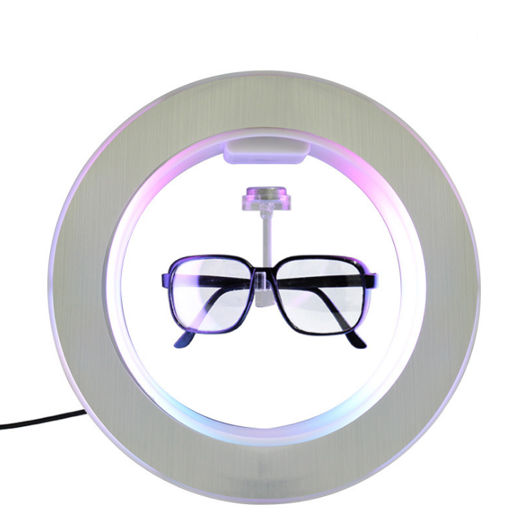 2024 hot seller white floating magnetic levitation rotating levitating  eyeglasses flotation stand glasses display