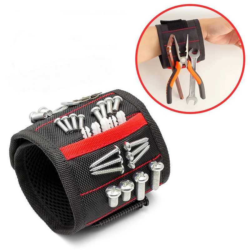 Men & Women's Tool Magnetic Wristband Bracelet With 15 Strong Magnets To Hold Screws Nails And Drilling Bits