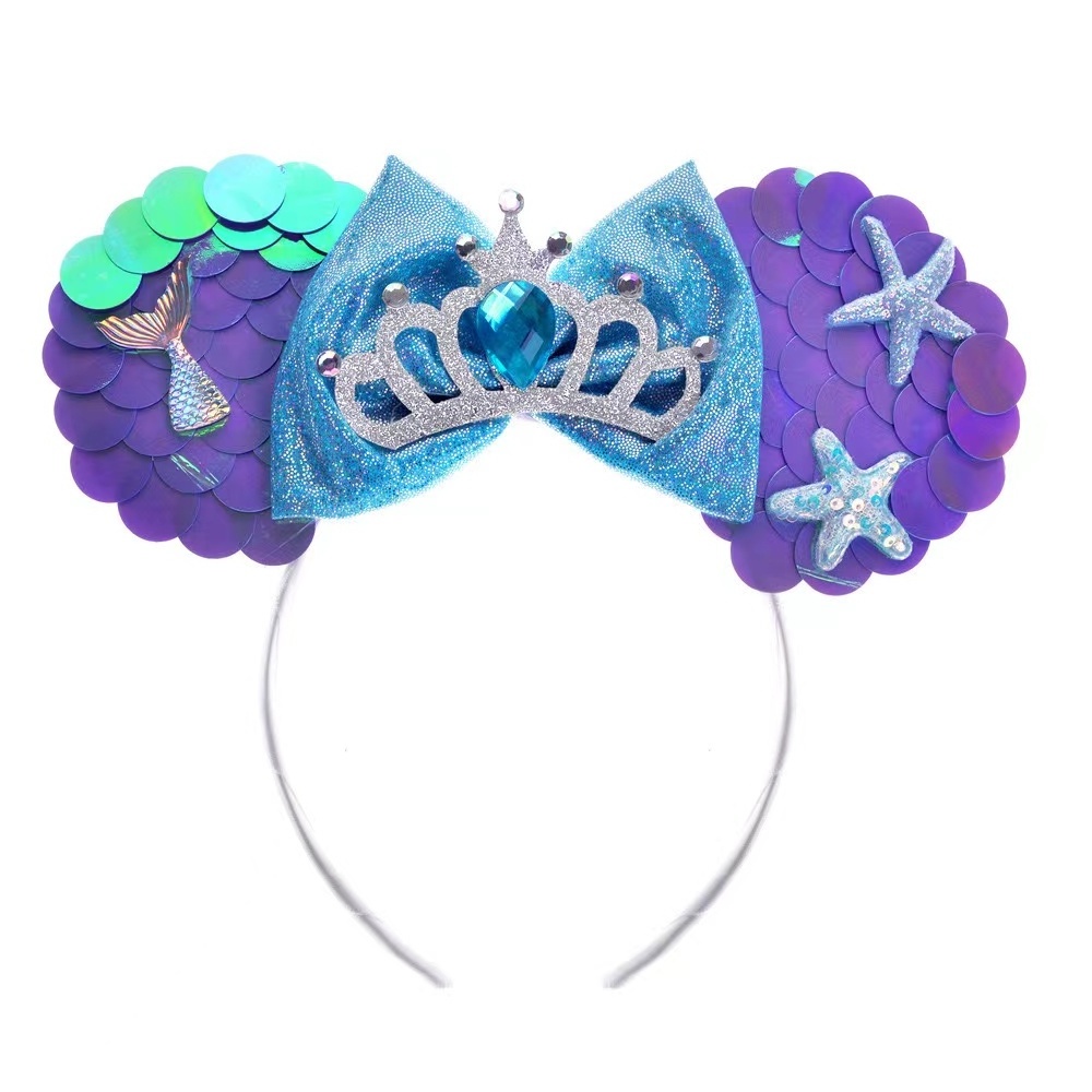 Wholesale Double Size Sequin Mouse Ears Headband Princess Elsa and Anna Hair Hoops Hairbands