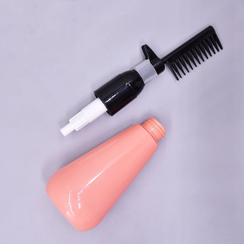 150ml 250ml pink white orange hair dye bottle/hair oil bottle with comb/ plastic cosmetic 2-in-1 shampoo bottle