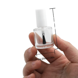 white Cap 10ML Empty Clear Glass Refillable Nail Fingernail Polish Bottles Circle with mixing beads