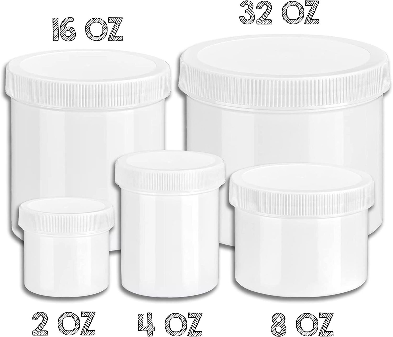 4 oz White Round Wide-Mouth Plastic Jars Small Parts, Empty Travel Sample Container