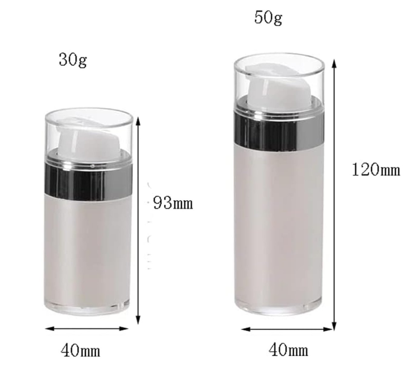 30ml 50ml Airless Pump Bottle Travel Vacuum Lotion Bottle Makeup Dispenser Containers For Lotion