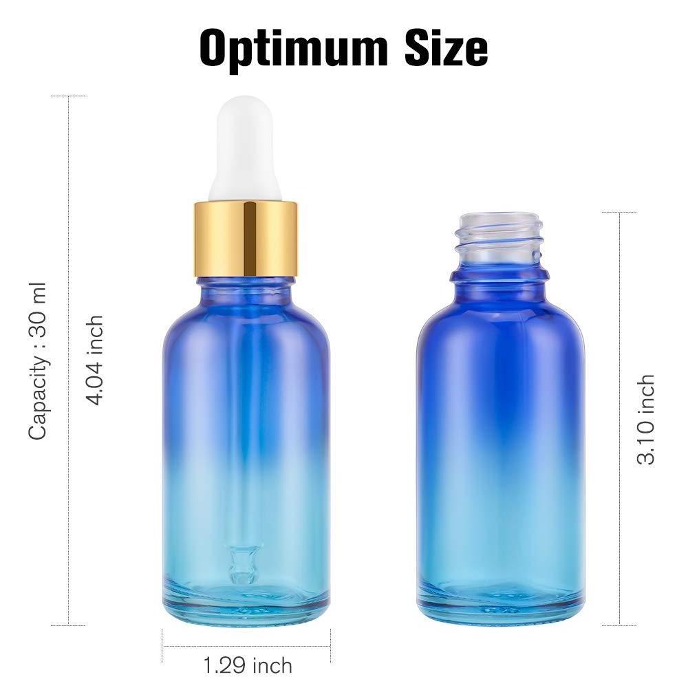 Eye Dropper Bottles 1oz (Rainbow Colored Glass Bottle 30ml with Golden Caps