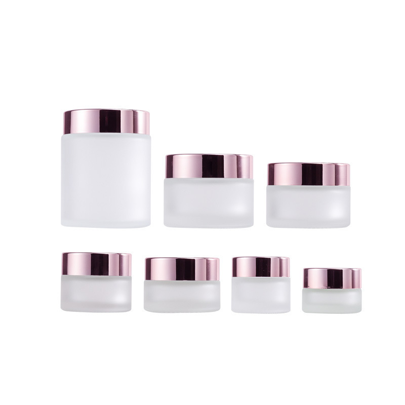 Hot sale 30g 50g 100g skin care pink transparent frosted glass jars cosmetic face cream container